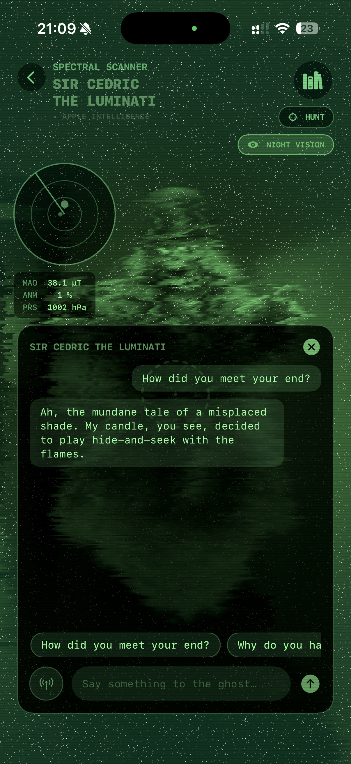 Spirit box ghost chat included in Ghost Detector for iPhone
